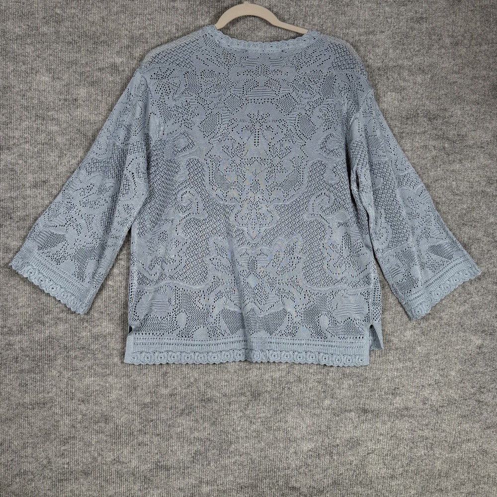 White House Black Market Size-M Womens Top Pointelle Stitch 3/4 Sleeve - Picture 3 of 11
